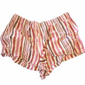 Auden Pink Striped Women's Drawstring Pajama Shorts 1X